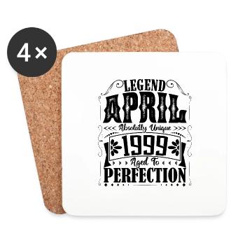 April 1999. Anniversary April 1999. Gift 1999. - Coasters (set of 4) - white - Front