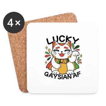 Schwul Lesbisch LGBTQ Katze Gaysian I Geschenk - Untersetzer (4er-Set) - Weiß - Vorne