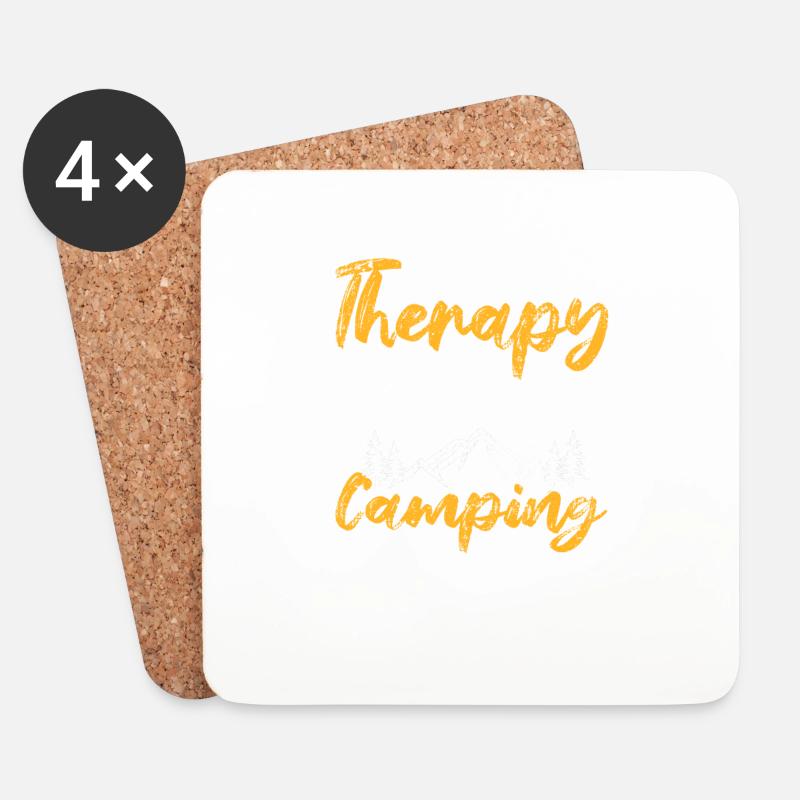Ich brauche keine Therapie, ich muss nur campen - Untersetzer (4er-Set) - Weiß