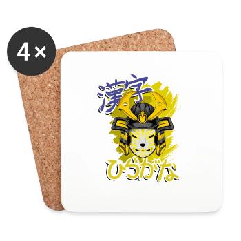 Kitsun Vaporwave Japanese Kami Vaporwave Kitsune - Coasters (set of 4) - white - Front
