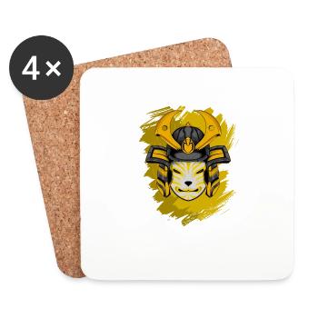 Kitsun Vaporwave Japanese Kami Vaporwave Kitsune - Coasters (set of 4) - white - Front
