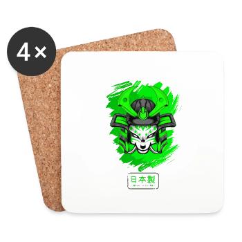 Kitsun Vaporwave Japanese Kami Vaporwave Kitsune - Coasters (set of 4) - white - Front
