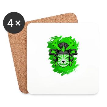 Kitsun Vaporwave Japanese Kami Vaporwave Kitsune - Coasters (set of 4) - white - Front