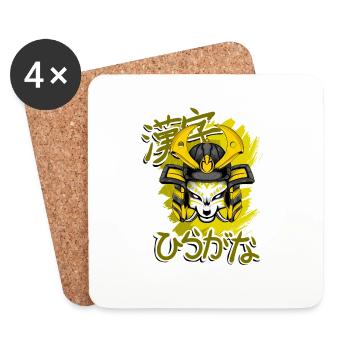 Kitsun Vaporwave Japanese Kami Vaporwave Kitsune - Coasters (set of 4) - white - Front