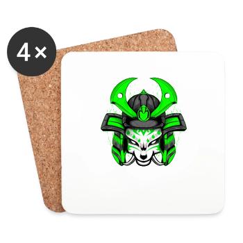 Kitsun Vaporwave Japanese Kami Vaporwave Kitsune - Coasters (set of 4) - white - Front