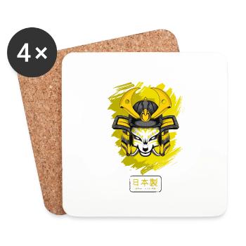 Kitsun Vaporwave Japanese Kami Vaporwave Kitsune - Coasters (set of 4) - white - Front