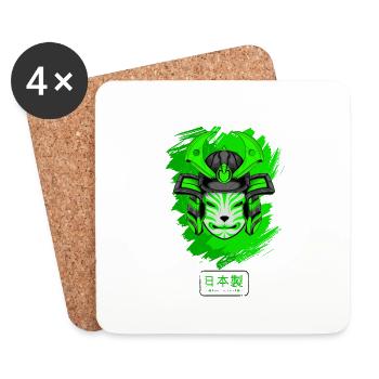 Kitsun Vaporwave Japanese Kami Vaporwave Kitsune - Coasters (set of 4) - white - Front
