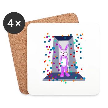 Pink Bunny Hase Party - Coasters (set of 4) - white - Front