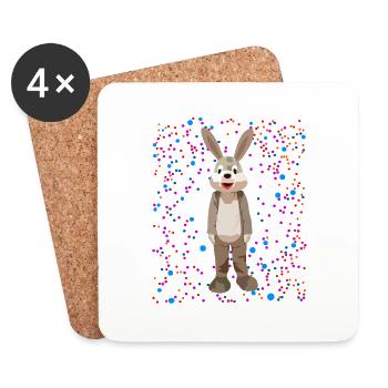 A rabbit with cool colorful dots background - Coasters (set of 4) - white - Front