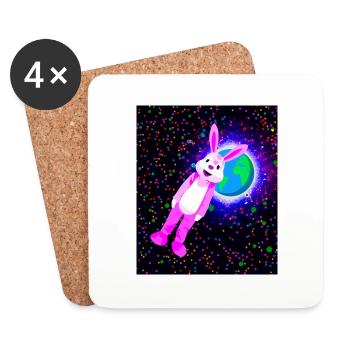 Pink rabbit in space - Coasters (set of 4) - white - Front