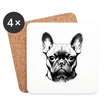 dogs dog dog dog owner bulldog dog owner - Coasters (set of 4) - white - Front