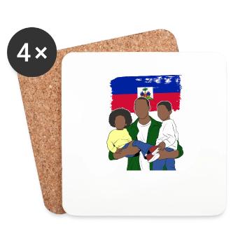 Haiti Haitian Flagge Vater Kind I Geschenk - Untersetzer (4er-Set) - Weiß - Vorne