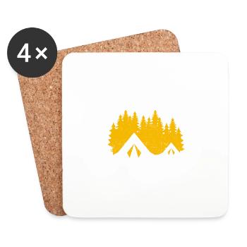 Five 5 billion star hotel camping nature camp - Coasters (set of 4) - white - Front