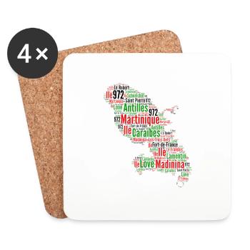 Martinique 972 Antilles Island Map - Coasters (set of 4) - white - Front