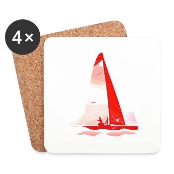Sailing Sailing Ship Sailing Sailing Sailboat Sailor - Coasters (set of 4) - white - Front