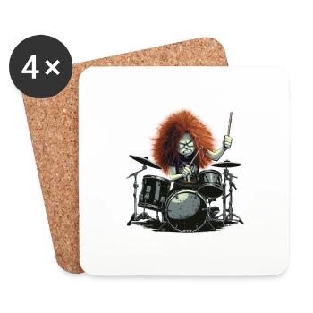 Drummer Crazy - Untersetzer (4er-Set) - Weiß - Vorne
