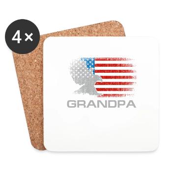Grandpa American Flag For Men Fathers Day Husband - Coasters (set of 4) - white - Front