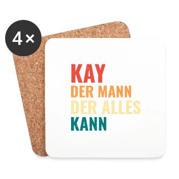 Kay Der Mann Der Alles Kann Vorname Kay - Untersetzer (4er-Set) - Weiß - Vorne