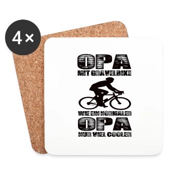 Opa Mit GravelBike Wie Ein Normaler Opa Nur Coole - Untersetzer (4er-Set) - Weiß - Vorne