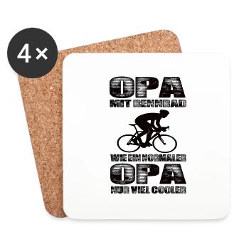Opa Mit Rennrad Wie Ein Normaler Opa Nur Cooler - Untersetzer (4er-Set) - Weiß - Vorne