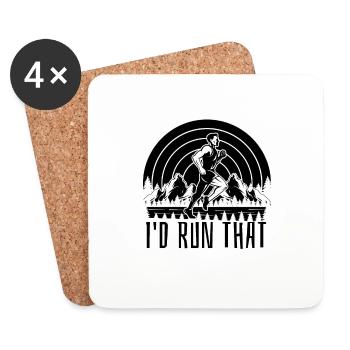 I'd Run That Trail Marathoner Running Trail Runner - Coasters (set of 4) - white - Front