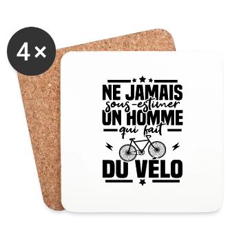 Ne jamais sous-estimer un homme qui fait du vélo - Dessous de verre (lot de 4) - blanc - Devant