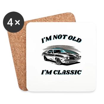 JE NE SUIS PAS VIEUX JE SUIS CLASSIQUE Muscle-Car Design - Dessous de verre (lot de 4) - blanc - Devant