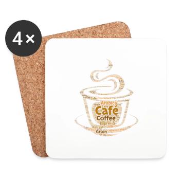 Stylized coffee cup in love coffee espresso - Coasters (set of 4) - white - Front