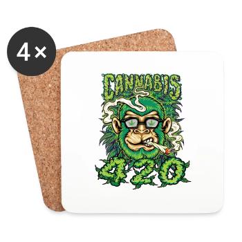 MARIHUANA 420 CANNABIS WEED HANF SMOKER DESIGN - Untersetzer (4er-Set) - Weiß - Vorne