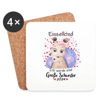 Ich Werde Eine Große Schwester 2024 - Untersetzer (4er-Set) - Weiß - Vorne