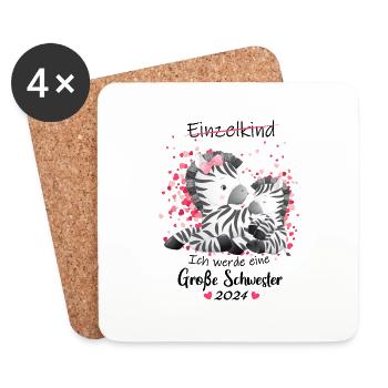 Ich Werde Eine Große Schwester 2024 - Untersetzer (4er-Set) - Weiß - Vorne