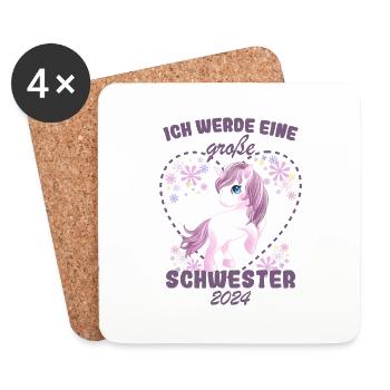 Ich Werde Eine Große Schwester 2024 - Untersetzer (4er-Set) - Weiß - Vorne