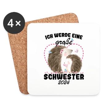 Ich Werde Eine Große Schwester 2024 - Untersetzer (4er-Set) - Weiß - Vorne