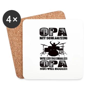 Opa Mit Schlagzeug Wie Ein Normaler Opa Nur Cool - Untersetzer (4er-Set) - Weiß - Vorne
