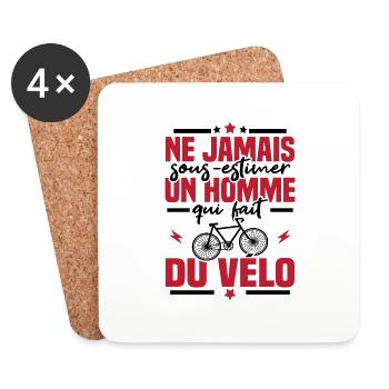Ne jamais sous-estimer un homme qui fait du vélo - Dessous de verre (lot de 4) - blanc - Devant
