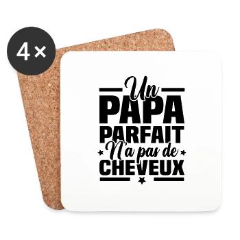Un papa parfait n'a pas de cheveux - Dessous de verre (lot de 4) - blanc - Devant