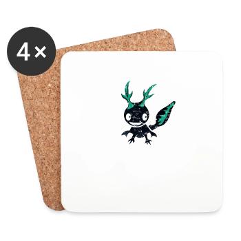 Süßes Kawaii Axolotl Design negative farben - Untersetzer (4er-Set) - Weiß - Vorne