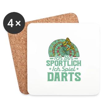 Ich bin sportlich Ich spiel Darts Dartspieler Dart - Untersetzer (4er-Set) - Weiß - Vorne