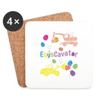 Easter For Boys Toddlers Eggs Cavator Funny - Coasters (set of 4) - white - Front
