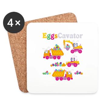 Easter For Boys Toddlers Funny Eggs Cavator Bunny - Coasters (set of 4) - white - Front