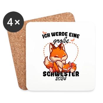 Ich Werde Eine Große Schwester 2024 - Untersetzer (4er-Set) - Weiß - Vorne