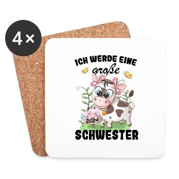 Ich Werde Eine Große Schwester 2024 - Untersetzer (4er-Set) - Weiß - Vorne
