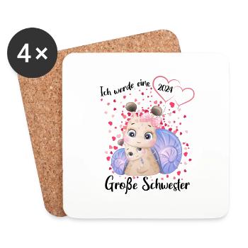 Ich Werde Eine Große Schwester 2024 - Untersetzer (4er-Set) - Weiß - Vorne