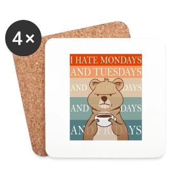 i Hate Mondays , people, Morgenmuffel - Untersetzer (4er-Set) - Weiß - Vorne