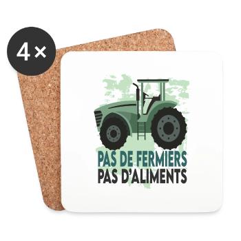 Pas de fermiers Pas d'aliments - Dessous de verre (lot de 4) - blanc - Devant