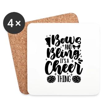 Bows And Bling It's A Cheer Squad Cheerleader - Coasters (set of 4) - white - Front