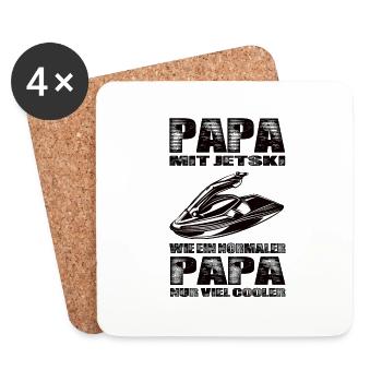 Papa Mit Jetski Wie Ein Normaler Papa Nur Cooler - Untersetzer (4er-Set) - Weiß - Vorne