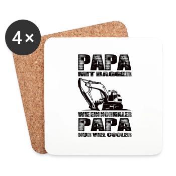 Papa Mit Bagger Wie Ein Normaler Papa Nur Cooler - Untersetzer (4er-Set) - Weiß - Vorne