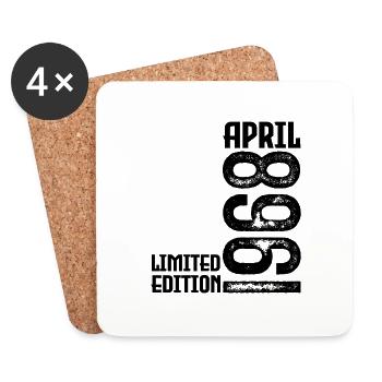 Gift April 1968. Birthday April 1968. April. - Coasters (set of 4) - white - Front