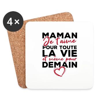 Maman je t'aime pour toute la vie - Dessous de verre (lot de 4) - blanc - Devant